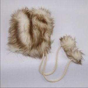 Vintage faux fur hat with poms 60s 70s